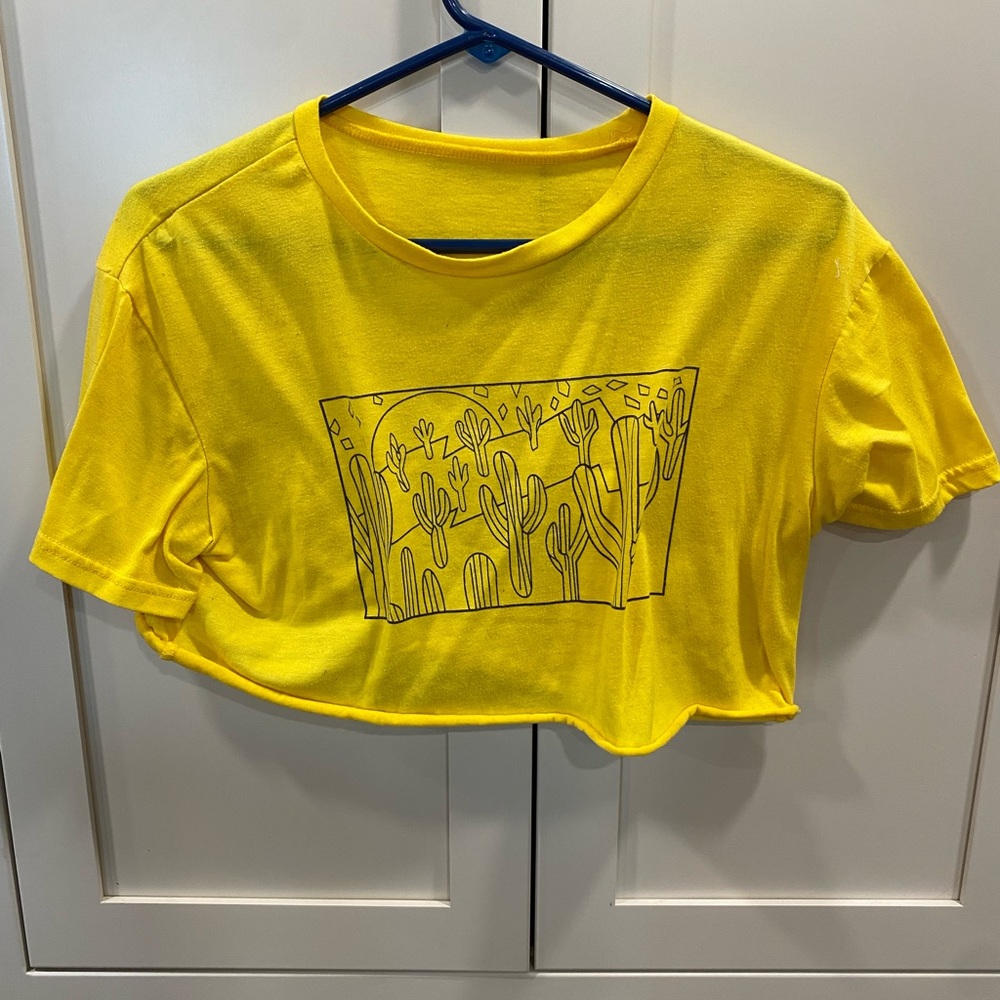 Yellow Cactus Crop Top | Size Small